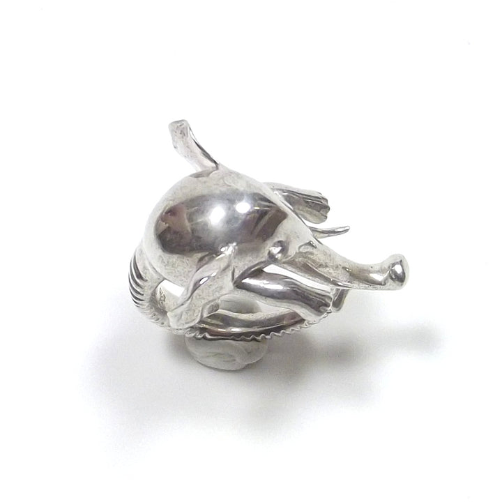 925 silver ring ELEPHANT head with MOONSTONE