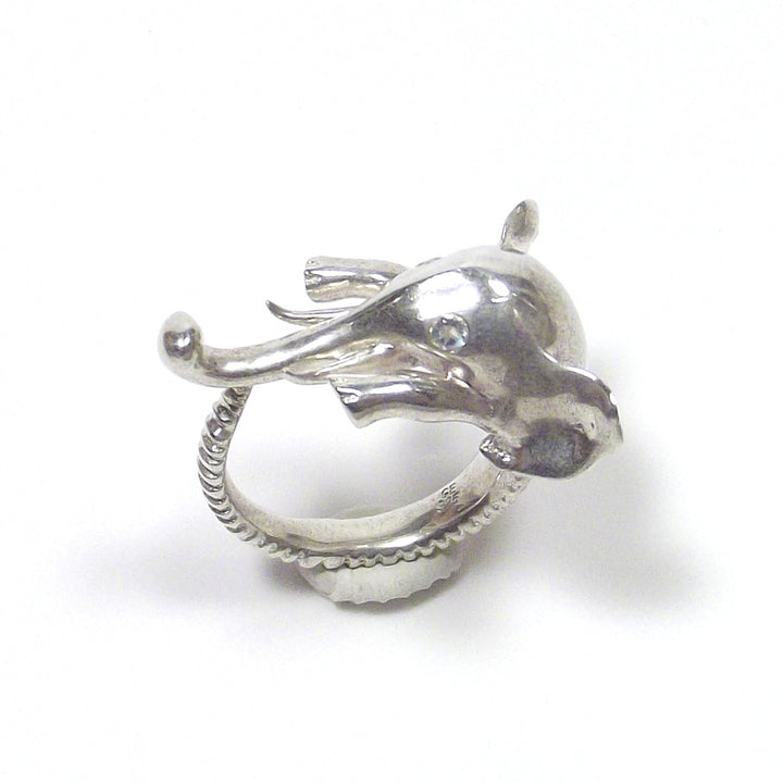 925 silver ring ELEPHANT head with MOONSTONE
