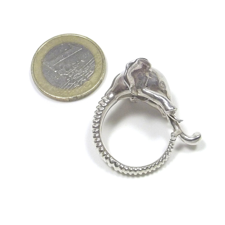 925 silver ring ELEPHANT head with MOONSTONE