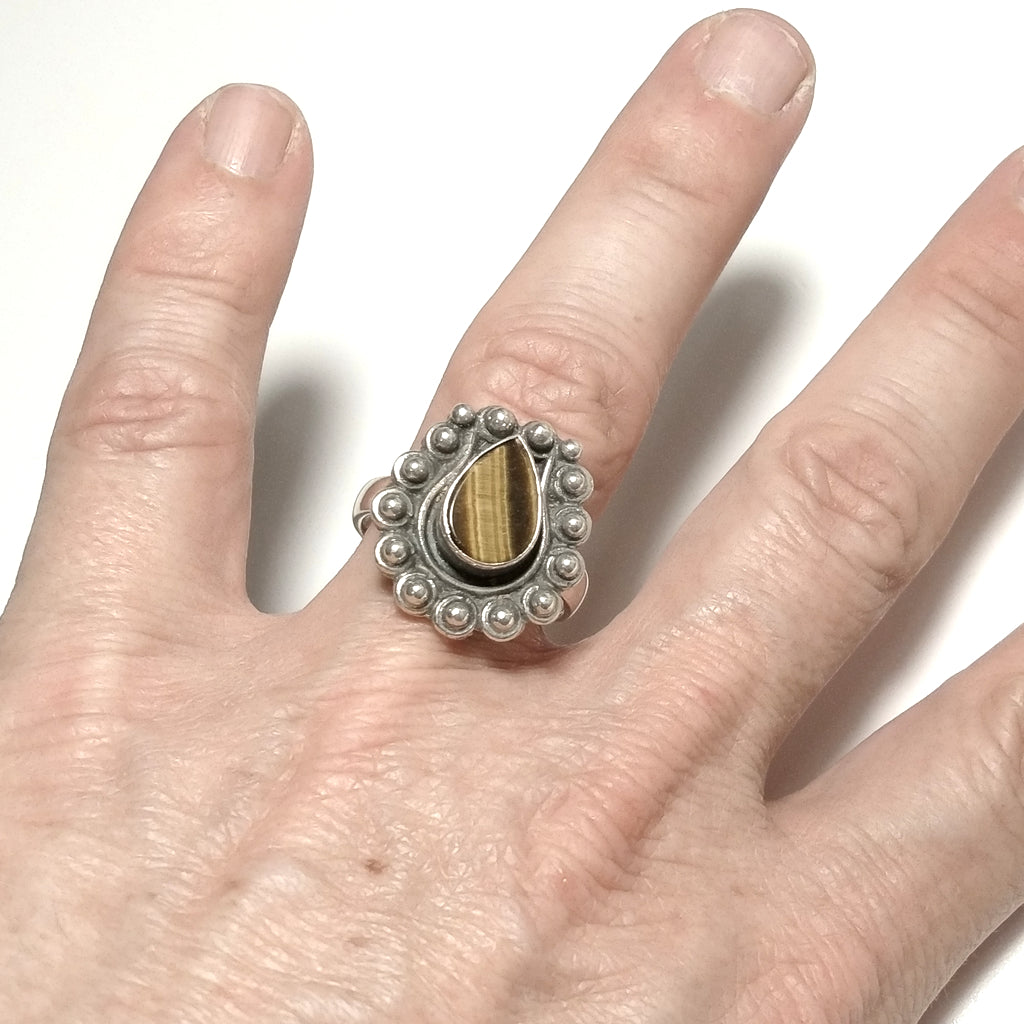 ANELLO ETNICO in argento 925 ANELLO artigianale Occhio di Tigre | GIOIELLI IN ARGENTO