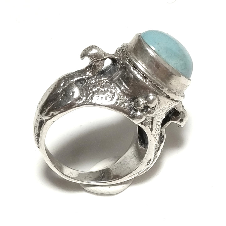 ANELLO ETNICO in argento 925 ANELLO artigianale Pietra di Luna , Quarzo rosa | PAVONE