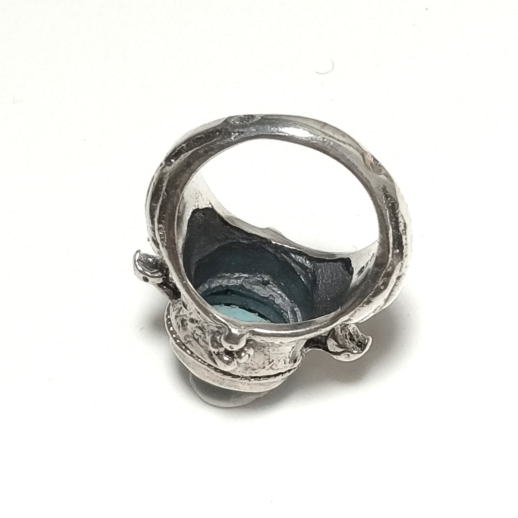 ETHNIC RING in 925 silver handcrafted RING Moonstone, Rose Quartz | PEACOCK