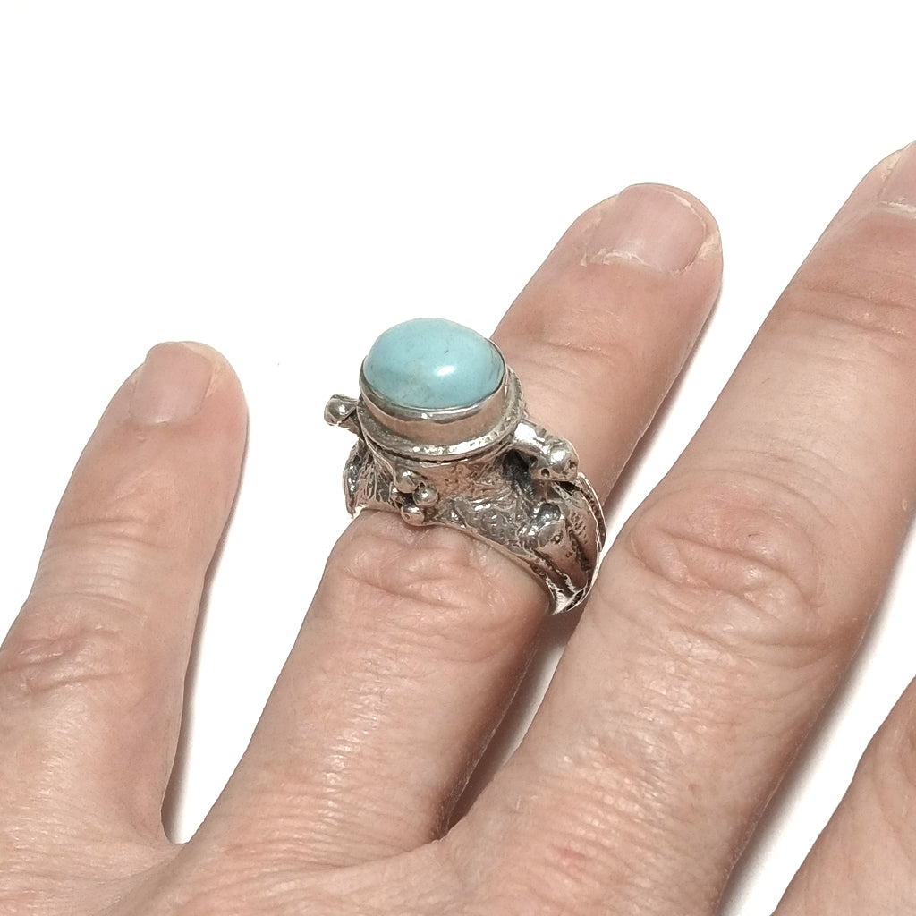 ANELLO ETNICO in argento 925 ANELLO artigianale Pietra di Luna , Quarzo rosa | PAVONE