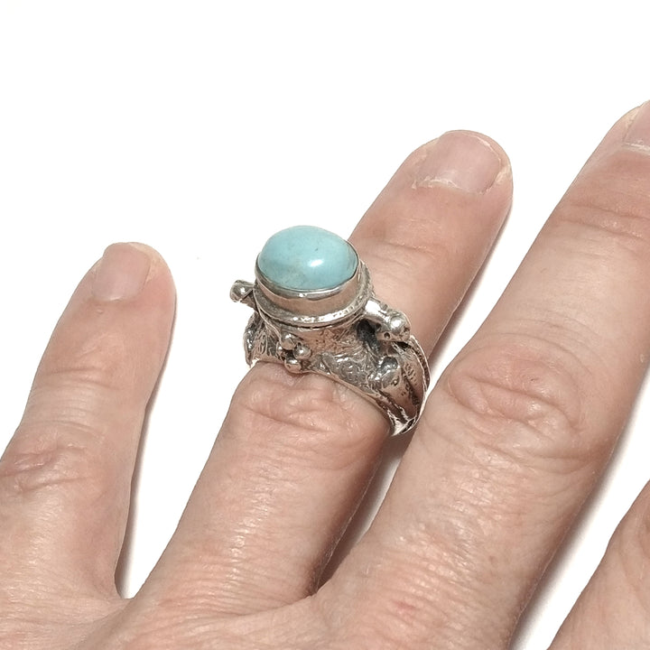 ANELLO ETNICO in argento 925 ANELLO artigianale Pietra di Luna , Quarzo rosa | PAVONE