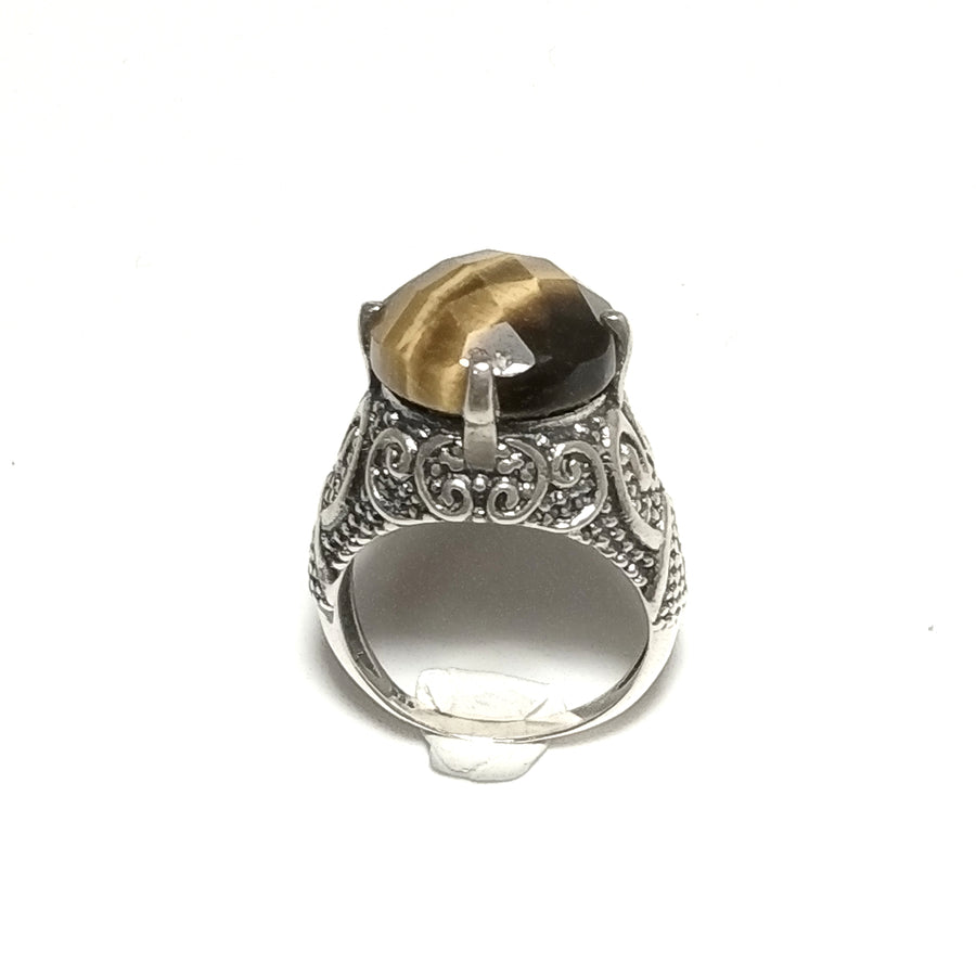 ANELLO ETNICO in argento 925 ANELLO artigianale Occhio di Tigre | GIOIELLI IN ARGENTO