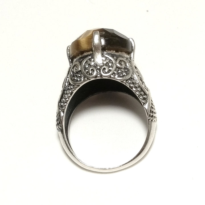 ANELLO ETNICO in argento 925 ANELLO artigianale Occhio di Tigre | GIOIELLI IN ARGENTO