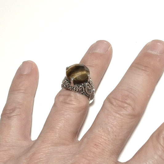 ANELLO ETNICO in argento 925 ANELLO artigianale Occhio di Tigre | GIOIELLI IN ARGENTO