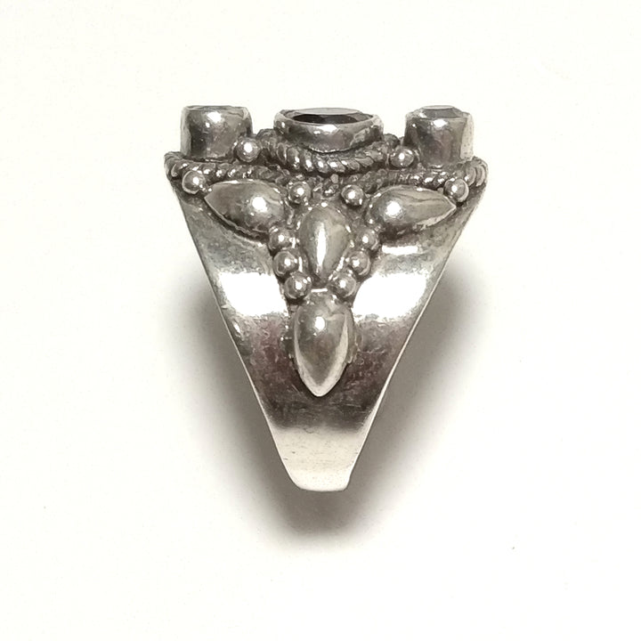 ANELLO ETNICO in argento 925 ANELLO artigianale Granato , Pietra di Luna | GIOIELLI IN ARGENTO