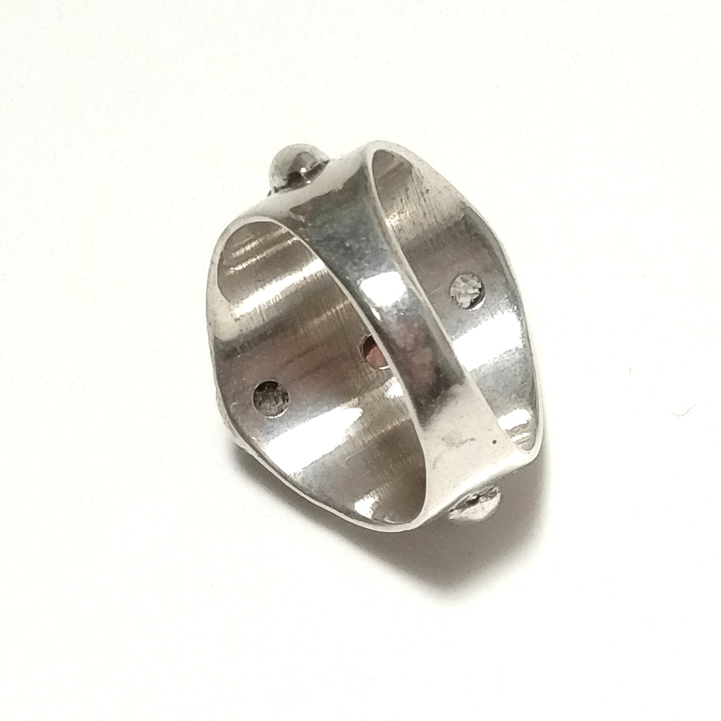 ANELLO ETNICO in argento 925 ANELLO artigianale Granato , Pietra di Luna | GIOIELLI IN ARGENTO