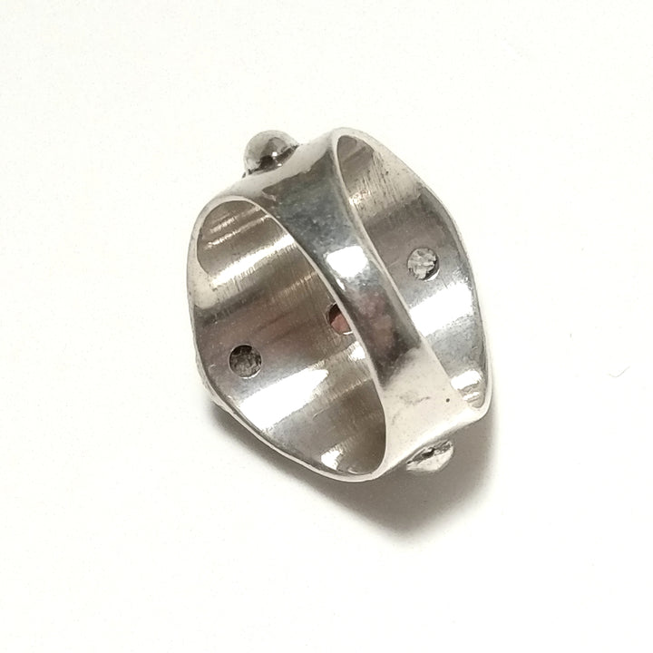 ANELLO ETNICO in argento 925 ANELLO artigianale Granato , Pietra di Luna | GIOIELLI IN ARGENTO