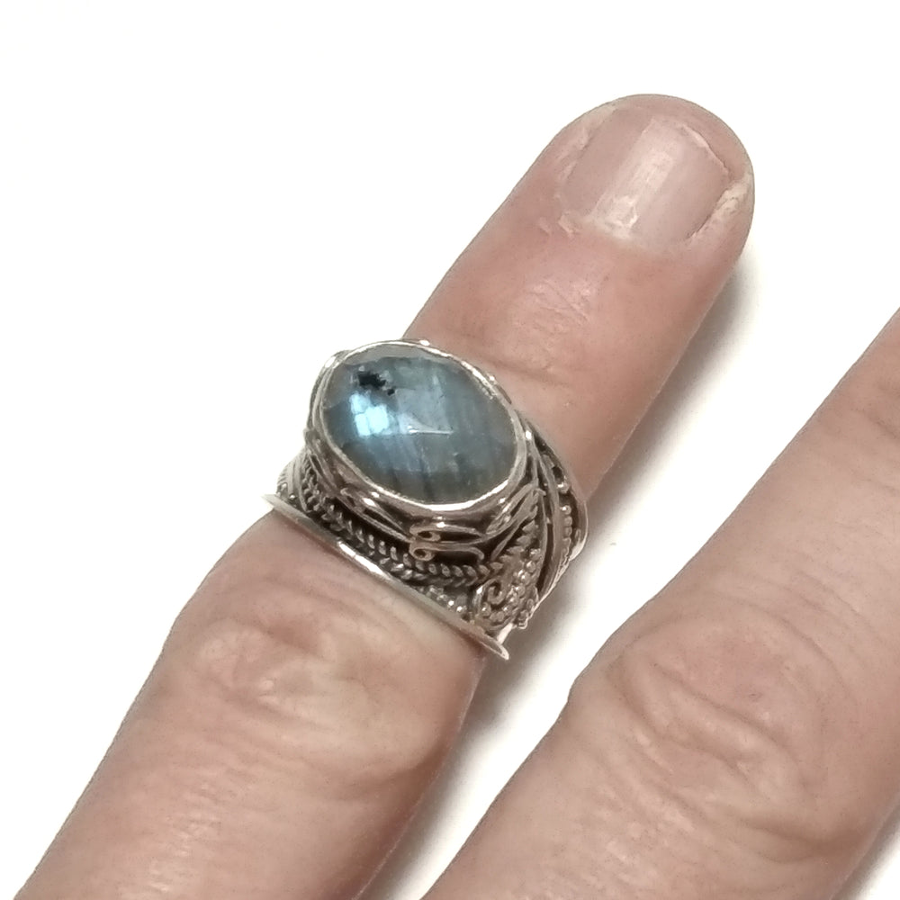 ANELLO ETNICO in argento 925 ANELLO artigianale Labradorite | GIOIELLI IN ARGENTO