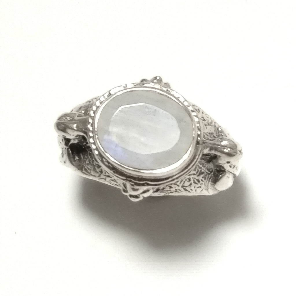 ANELLO ETNICO in argento 925 ANELLO artigianale Pietra di Luna , Quarzo rosa | PAVONE
