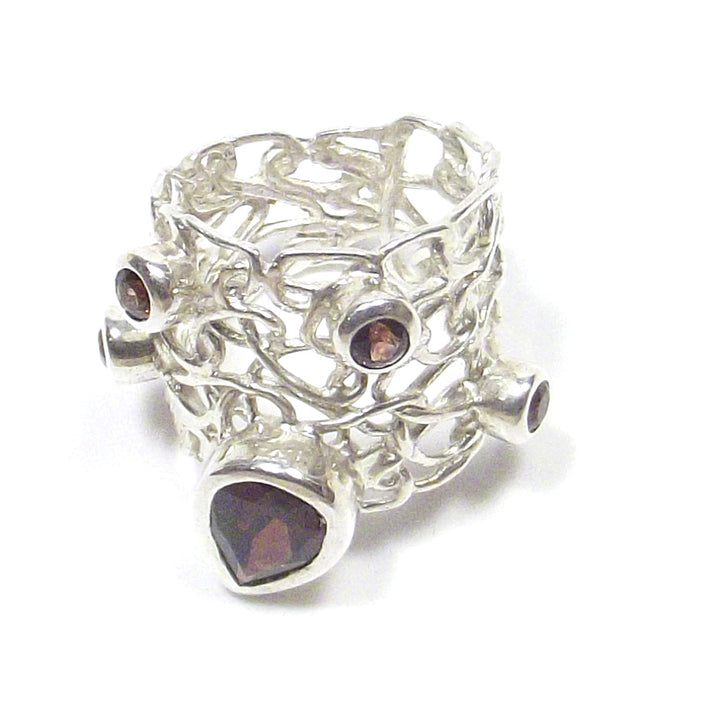 ANELLO GRANATO e argento e filigrana