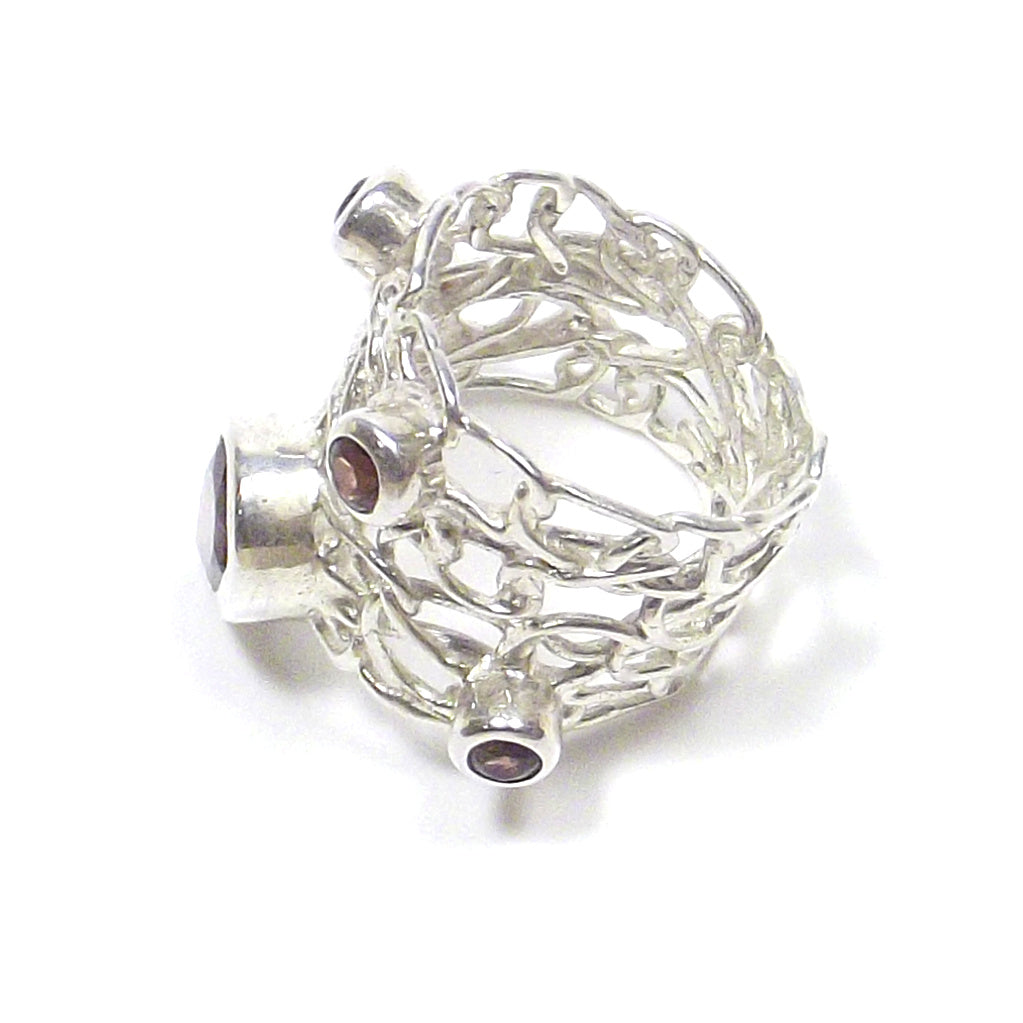 ANELLO GRANATO e argento e filigrana