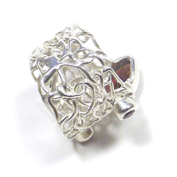 ANELLO GRANATO e argento e filigrana