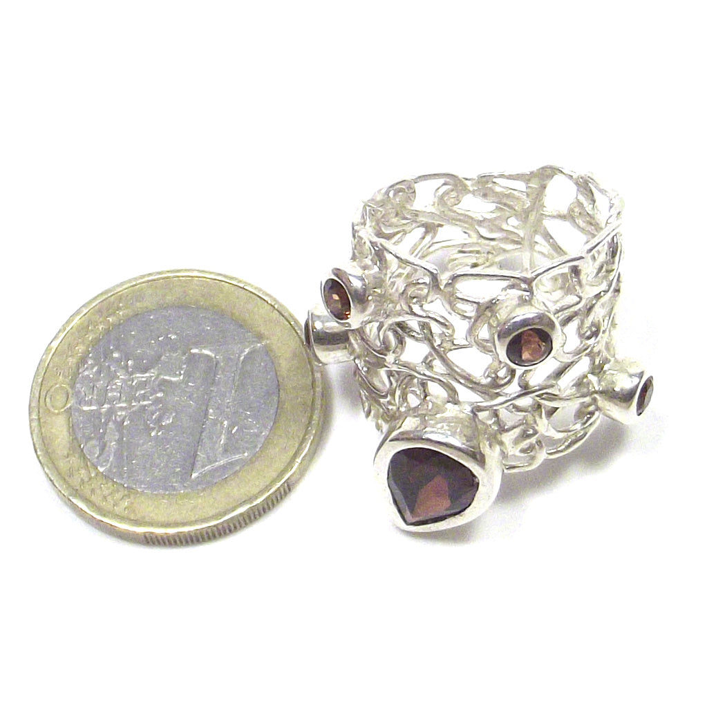 ANELLO GRANATO e argento e filigrana