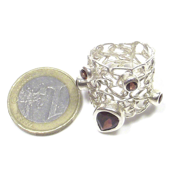 ANELLO GRANATO e argento e filigrana