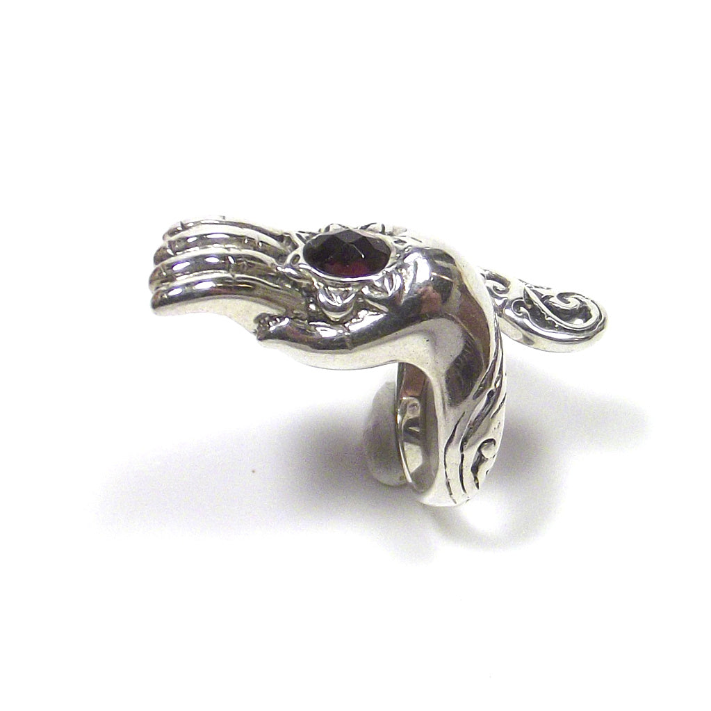 ANELLO GRANATO e argento 925 mano MUDRA YOGA