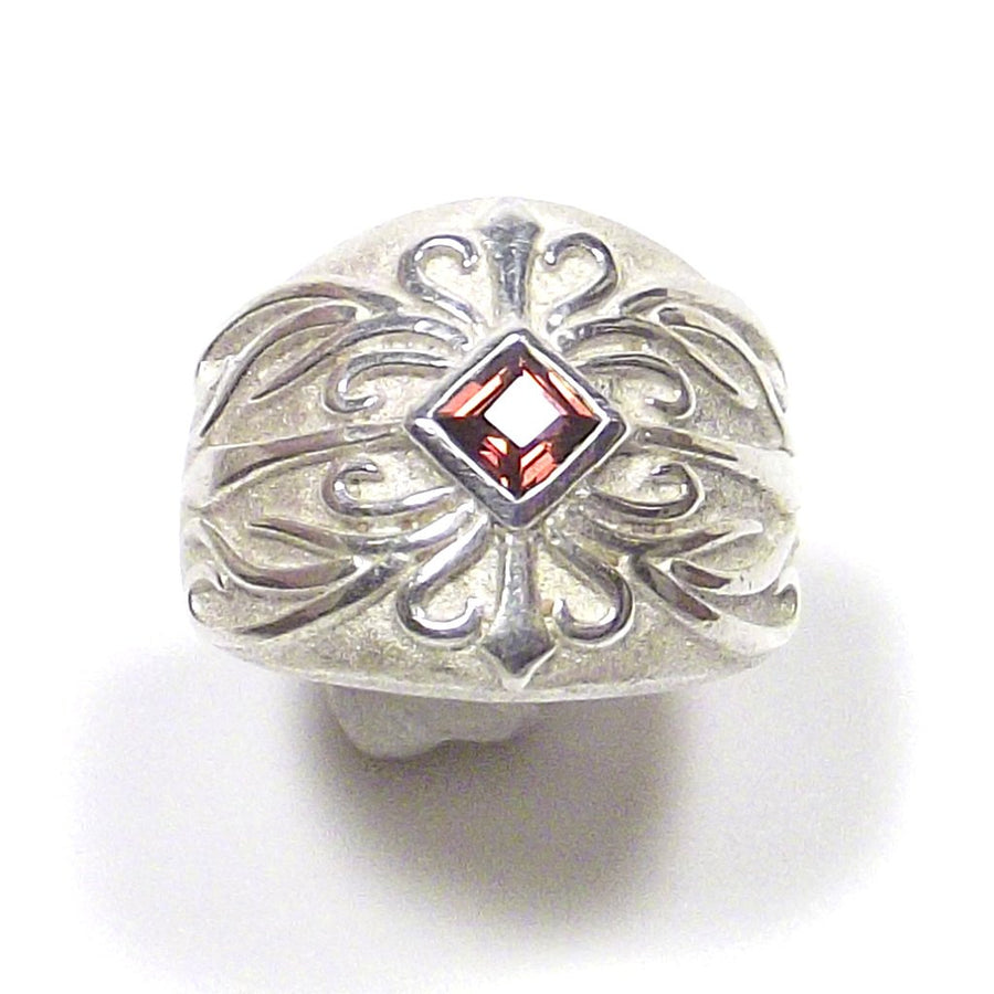ANELLO GRANATO e argento e filigrana