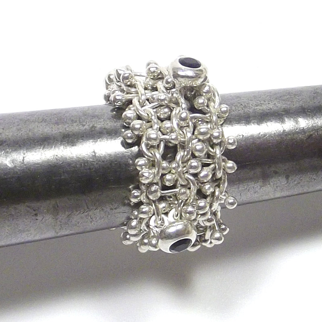 CHAIN RING with thousand nails and IOLITE