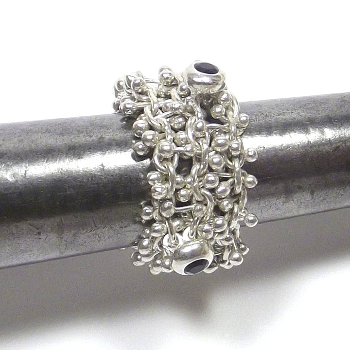 CHAIN RING with thousand nails and IOLITE