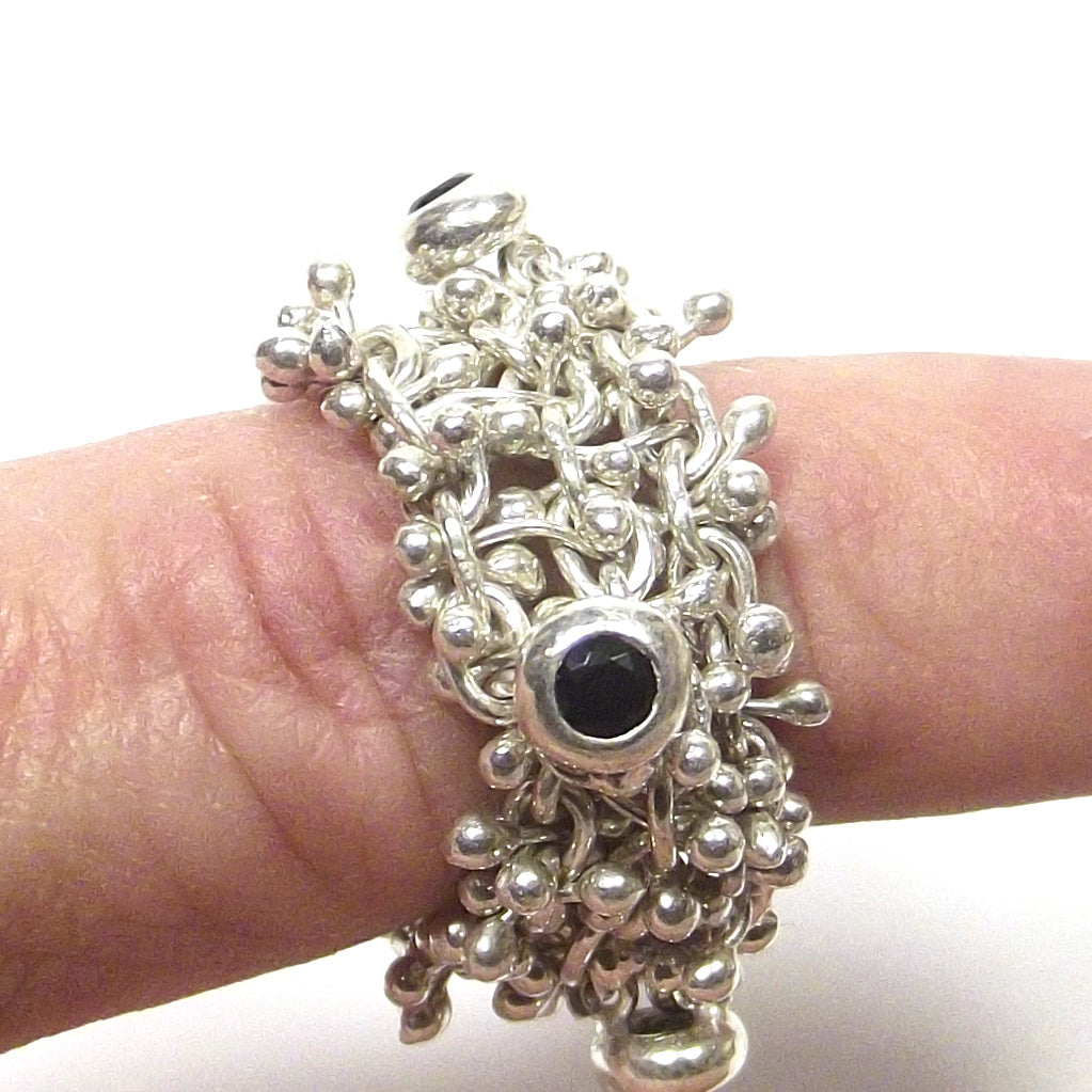 CHAIN RING with thousand nails and IOLITE