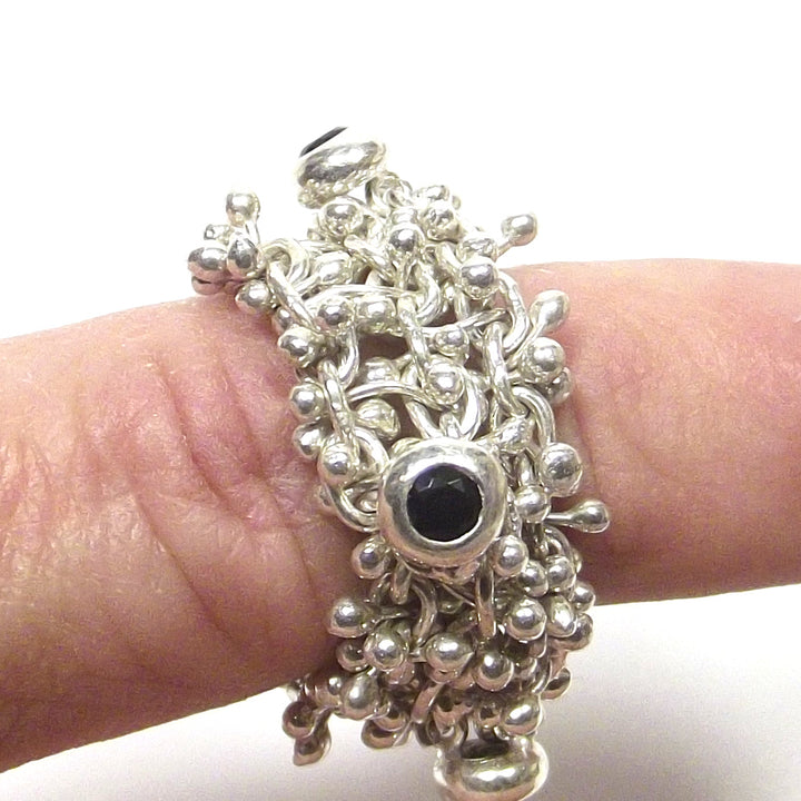 CHAIN RING with thousand nails and IOLITE