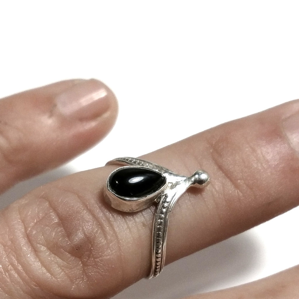 Fede indiana con pietra in argento 925 con Onice nero | GIOIELLI IN ARGENTO