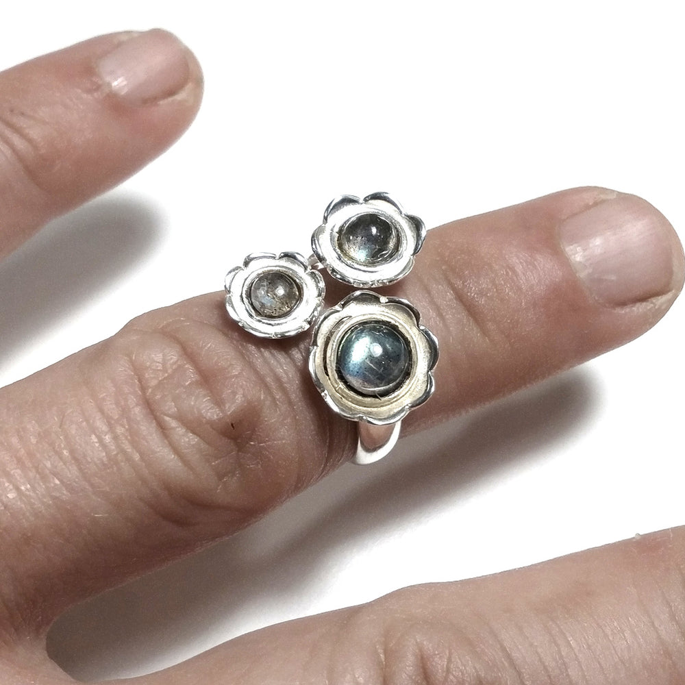 Anello con pietra in argento 925 con Labradorite | FIORE