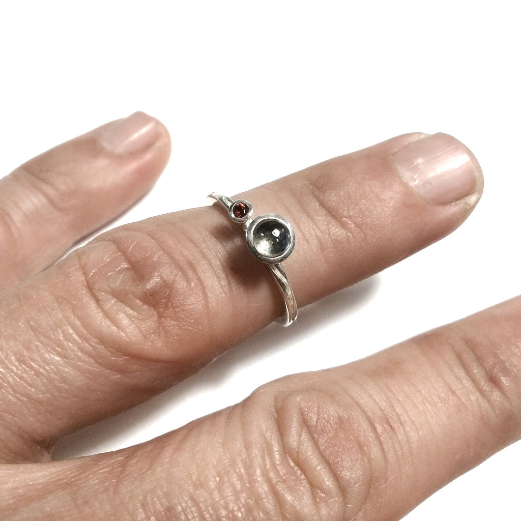 ANELLO artigianale in argento 925 Anello con pietra Labradorite , Granato | GIOIELLI IN ARGENTO