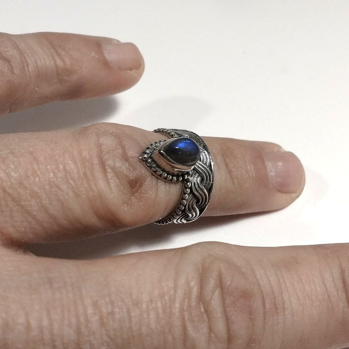 ANELLO ETNICO in argento 925 Anello con pietra Labradorite | ANELLI ARGENTO