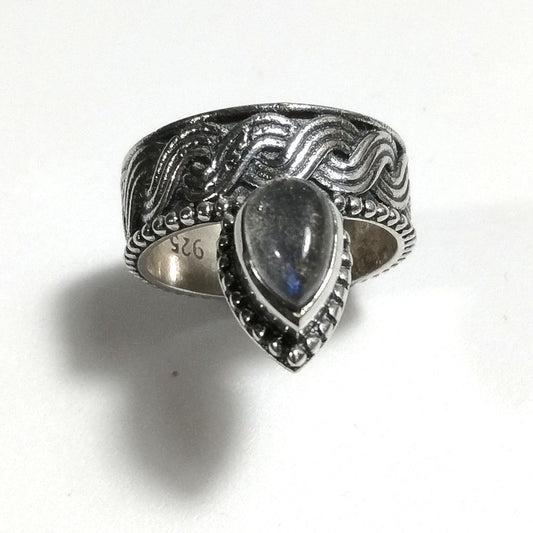 ANELLO ETNICO in argento 925 Anello con pietra Labradorite | ANELLI ARGENTO