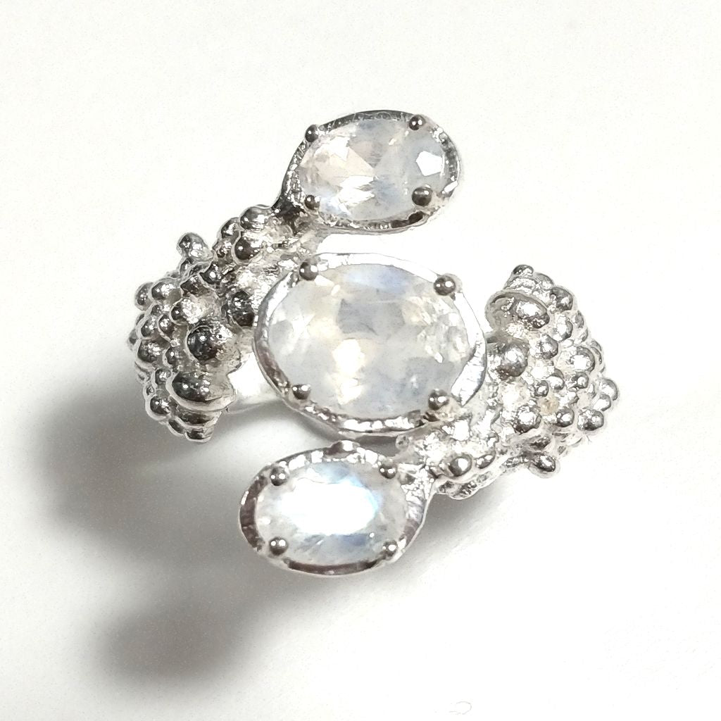 ANELLO artigianale in argento 925 Anello con pietra Labradorite Pietra di Luna , Topazio azzurro | ANELLI ARGENTO