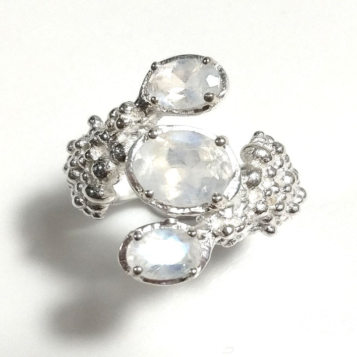 ANELLO artigianale in argento 925 Anello con pietra Labradorite Pietra di Luna , Topazio azzurro | ANELLI ARGENTO