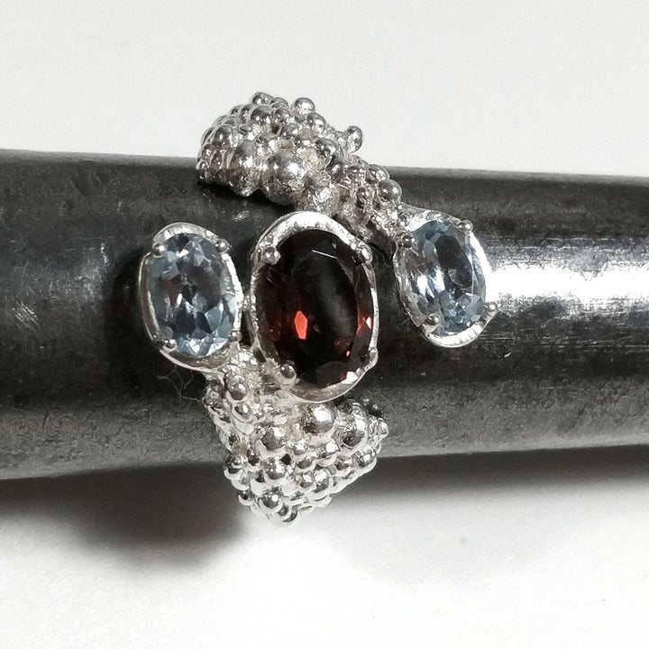 ANELLO artigianale in argento 925 Anello con pietra Labradorite Pietra di Luna , Topazio azzurro | ANELLI ARGENTO