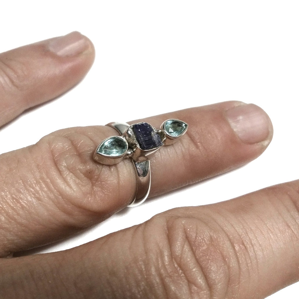 ANELLO artigianale in argento 925 Anello con pietra Topazio azzurro, Tanzanite | GIOIELLI IN ARGENTO