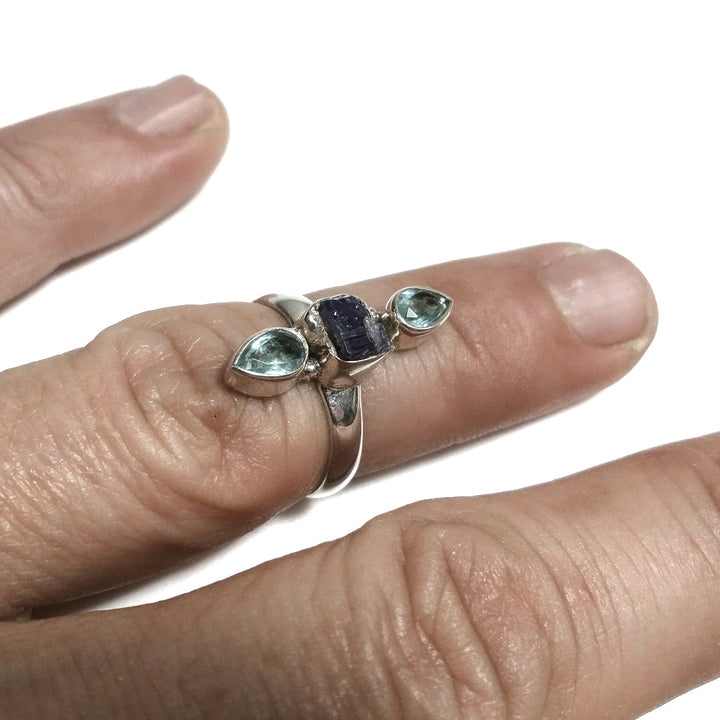 ANELLO artigianale in argento 925 Anello con pietra Topazio azzurro, Tanzanite | GIOIELLI IN ARGENTO