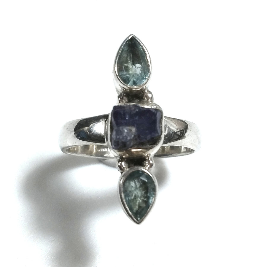 ANELLO artigianale in argento 925 Anello con pietra Topazio azzurro, Tanzanite | GIOIELLI IN ARGENTO