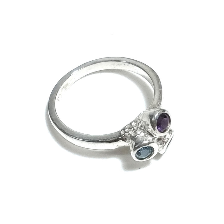 Anello con pietra in argento 925 con Topazio azzurro, Ametista , Quarzo fumè | GIOIELLI IN ARGENTO