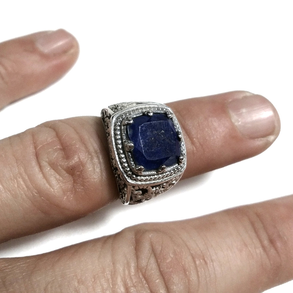 Anello con pietra in argento 925 con Lapislazzuli | GIOIELLI ETNICI