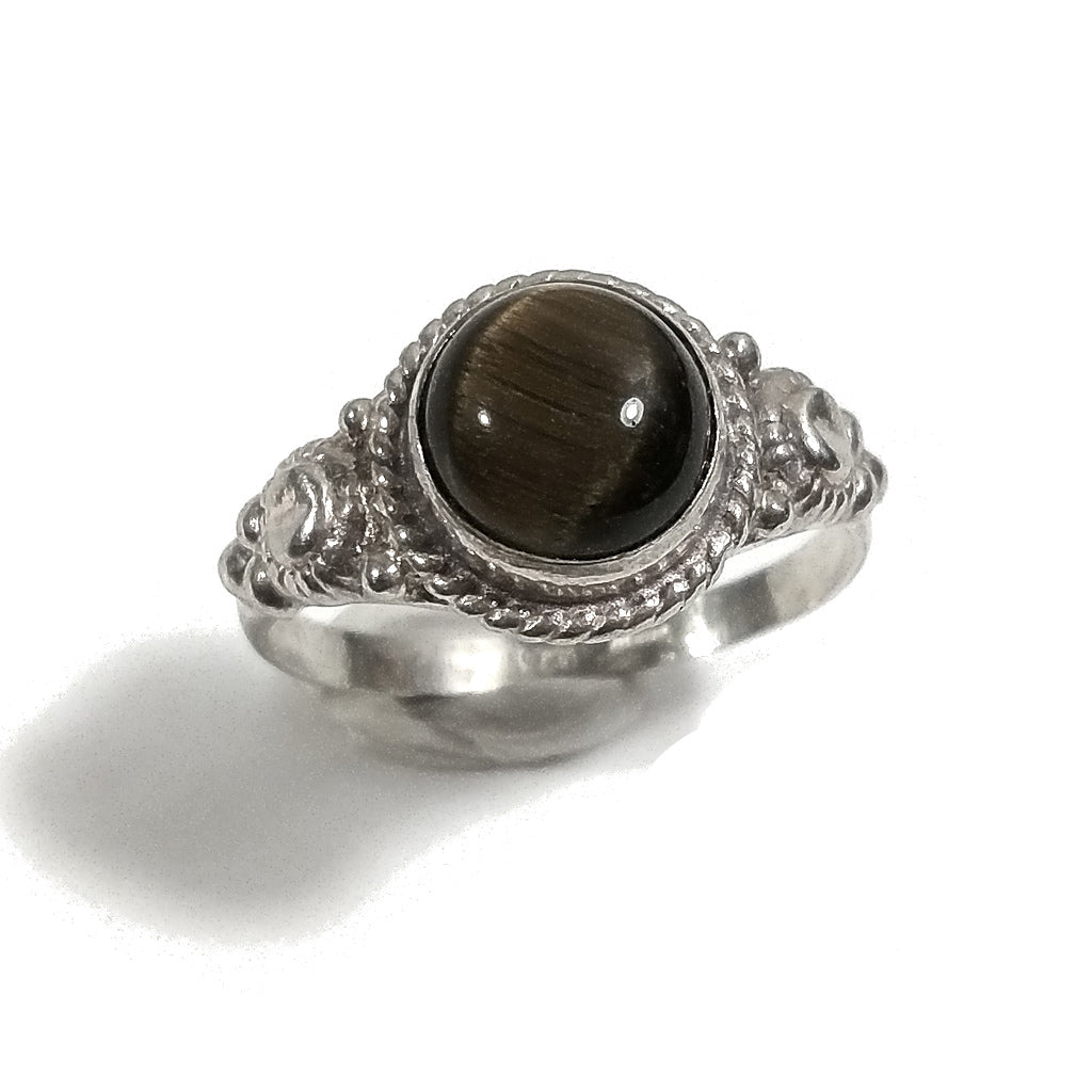 Anello con pietra in argento 925 con occhio di tigre | GIOIELLI IN ARGENTO