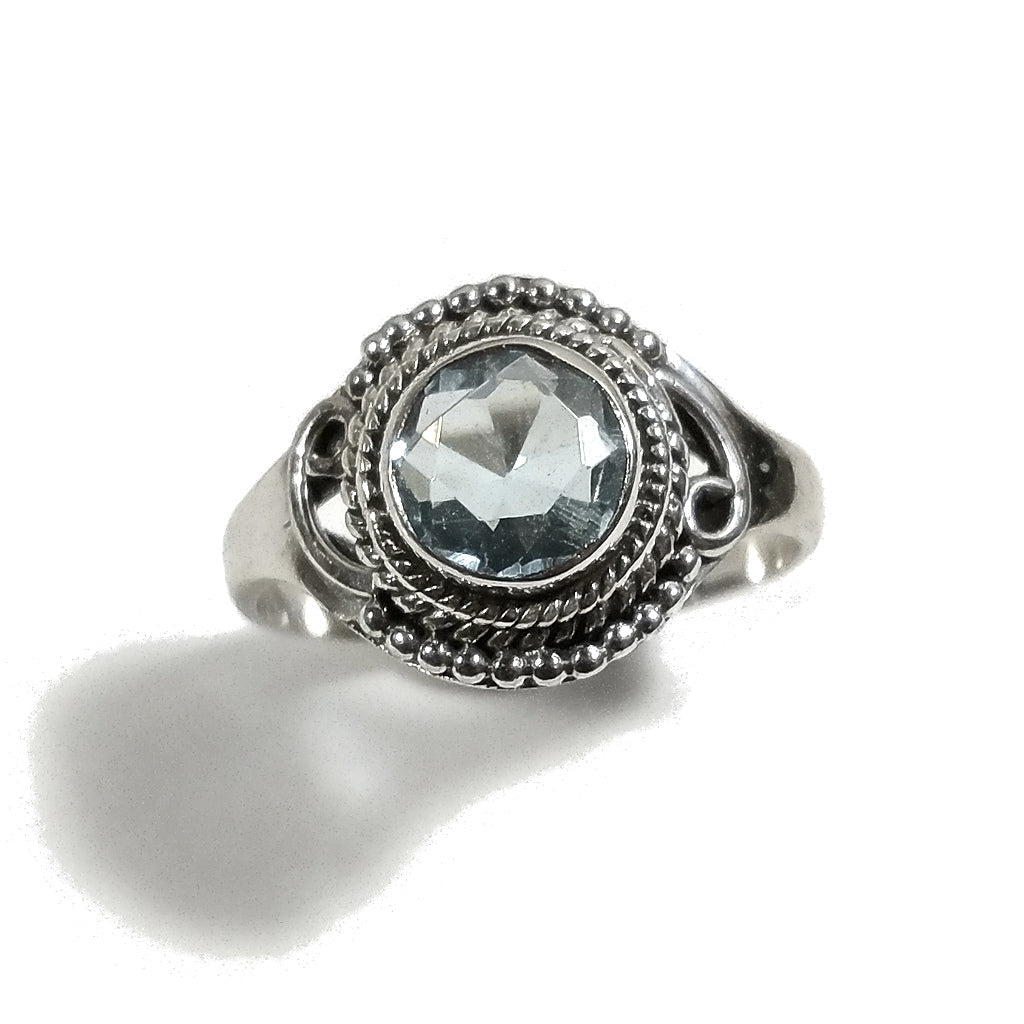 Anello con pietra in argento 925 con topazio azzurro| Gioielli in argento