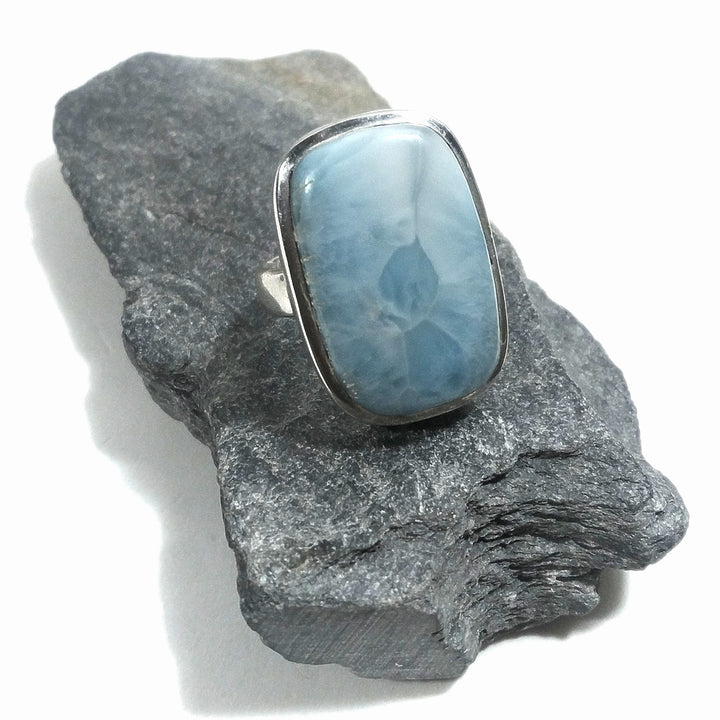 Anello fascia in argento 925 ANELLO artigianale con Larimar | ANELLI ARGENTO