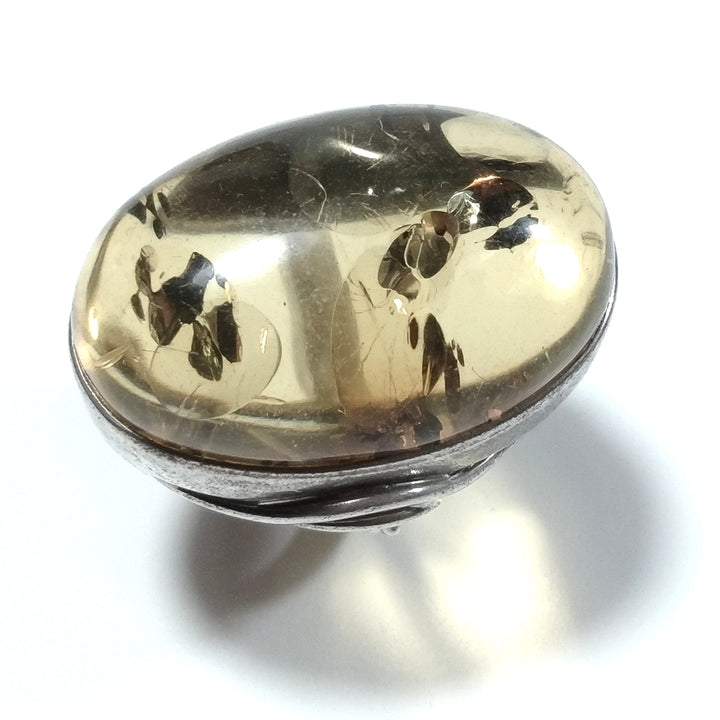 Ring mit Stein aus 925er Silber handgefertigt RING Bernstein | SILBERSCHMUCK