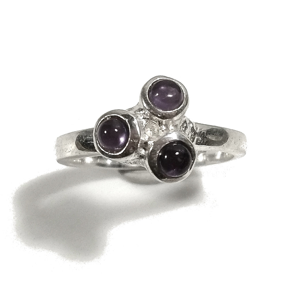 Anello con pietra in argento 925 con Topazio azzurro, Ametista , Quarzo fumè | GIOIELLI IN ARGENTO