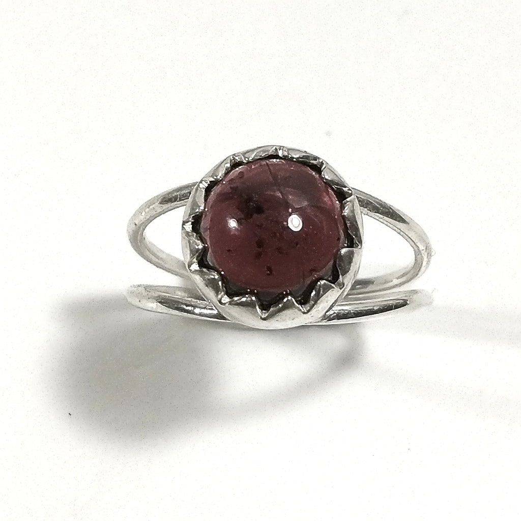 ANELLO artigianale in argento 925 con Quarzo rutilato - Granato | GIOIELLI CON PIETRE