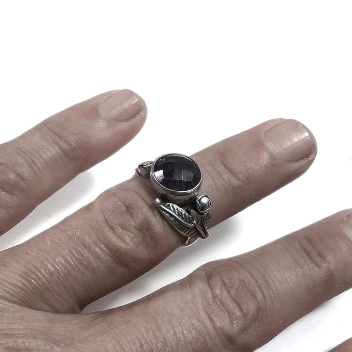 Anello fascia in argento 925 ANELLO artigianale Ametista | ANELLI ARGENTO | Anello piuma