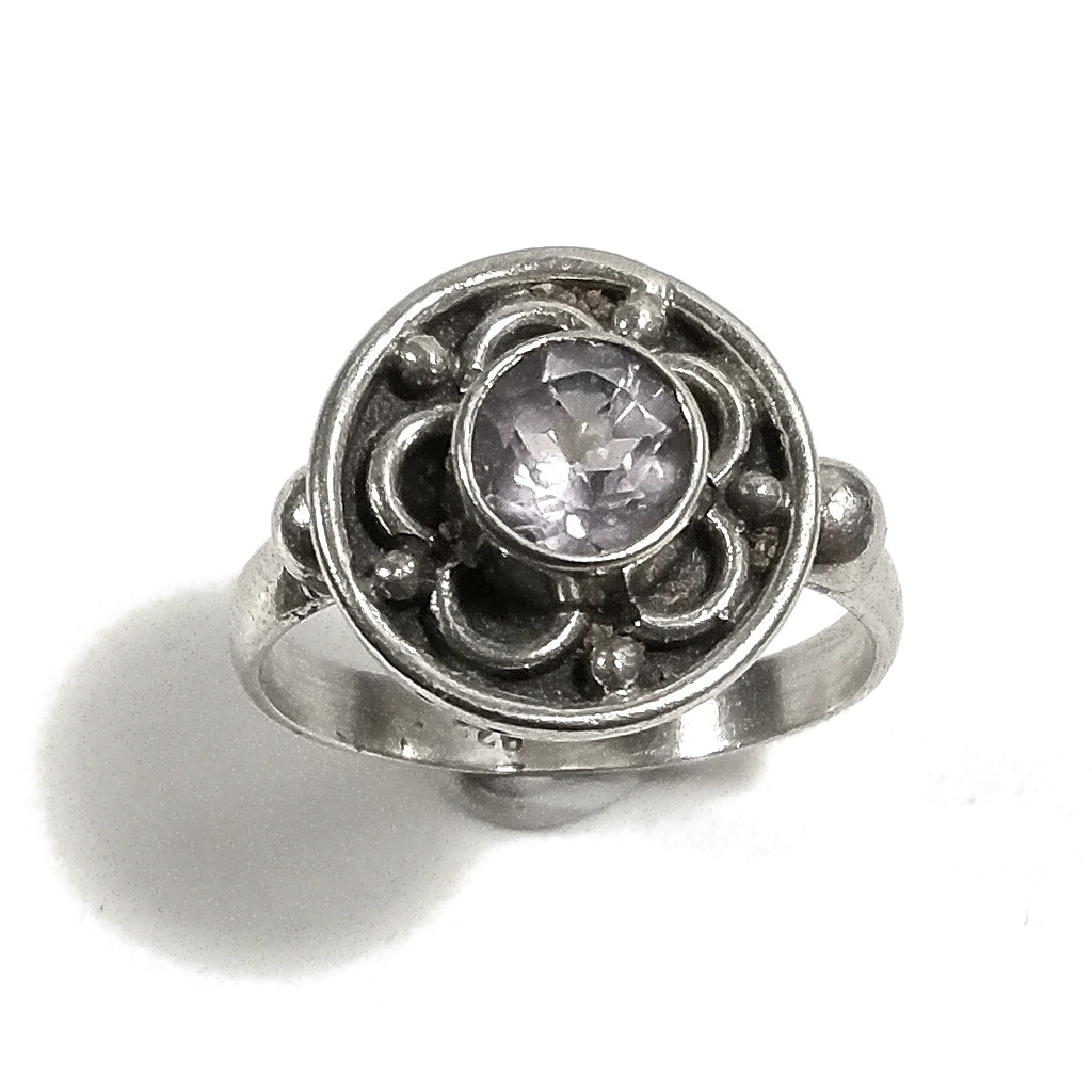 Anello con pietra in argento 925 con Granato | GIOIELLI ETNICI | Anello FIORE