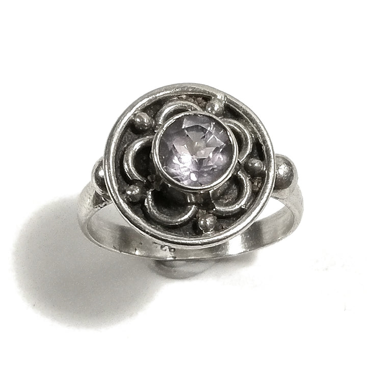 Anello con pietra in argento 925 con Granato | GIOIELLI ETNICI | Anello FIORE