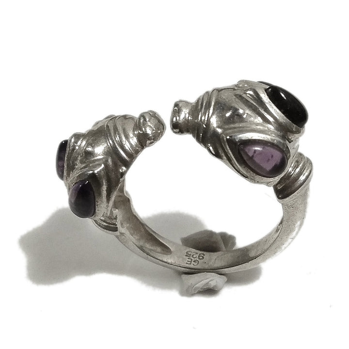 Anello contrariè in argento 925 con pietra - AMELIA